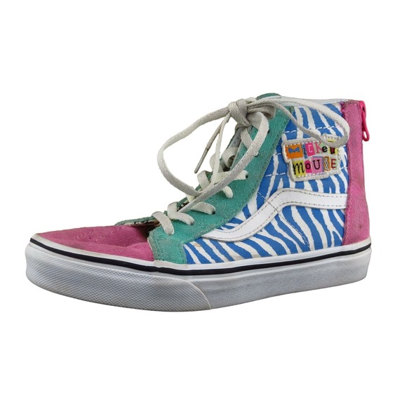 Vans x Disney Mickey Mouse Girls Youth 3 High‎ Top Sneakers Pink Blue Suede - Picture 1 of 7